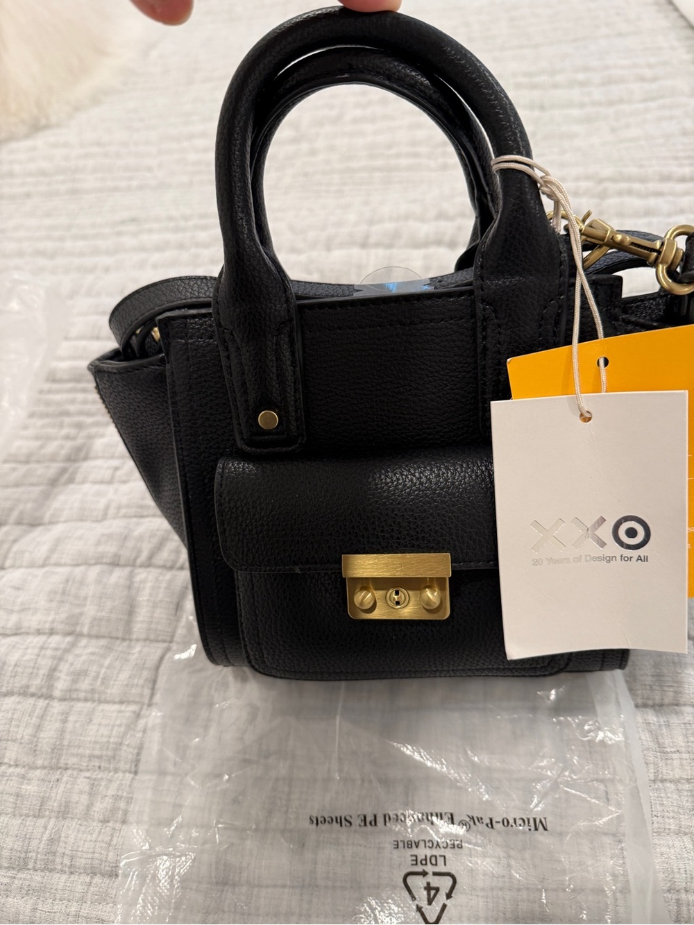3.1 Phillip Lim Black Mini Pebbled Satchel with Gold Hardware Brand New w Tag